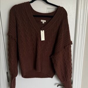 Anthropologie Brown V-Neck Sweater